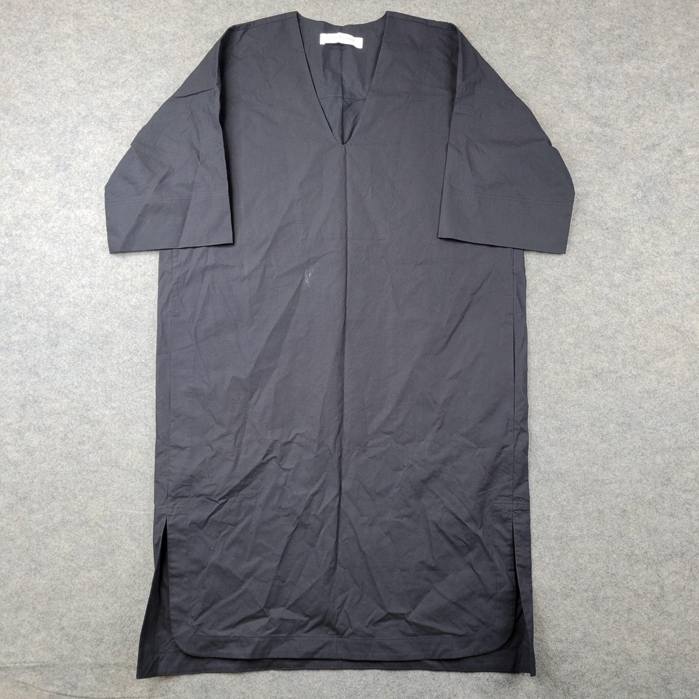Everlane Dress Womens 0 Black V Neck Kaftan Knee Length Half Sleeve Casual